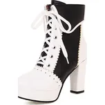 Dvoubarevné šněrovací boty na podpatku GoodDayGirl Barva: Černá, Velikost: 39