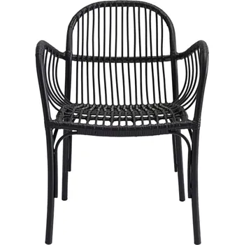 House Doctor Černá ratanová zahradní židle Brea