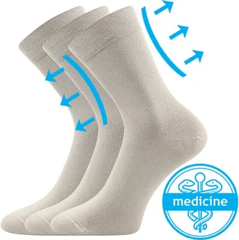 Pánské ponožky LONKA Ponožky medicine bavlněné DRMEDIK světle šedé (3 páry) 39-42 119262