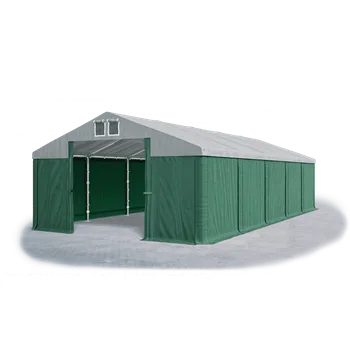 Zahradní stan Skladový stan 4x28x2m střecha PVC 560g/m2 boky PVC 500g/m2 konstrukce ZIMA PLUS Šedá Zelená Zelená