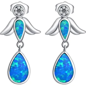 Náušnice B-TOP Dámské postříbřené náušnice s modrým opálem Anděl