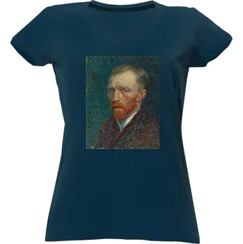 Dámské tričko Tričko s potiskem Artriko Vincent van Gogh autoportrét modré dámské