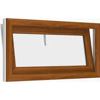 Okno plastové okno sklepní 120x60cm, sklopné, zlatý dub/bílá, PREMIUM 7000 (Dvoubarevné okno - bílá do interiéru, zlatý dub směrem ven (obrázek je pouze ilustrativní z důvodu technického provedení).)