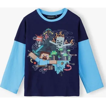 Chlapecké tričko Chlapecké tričko Minecraft s dlouhým půleným rukávem modré 140