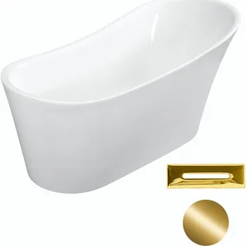 Besco Akrylátová volně stojící vana Calima 170x74 Barva: Bílá, Rozměry (cm): 170x74, Typ a barva výpustě: Click-Clack s přepadem, zlatá