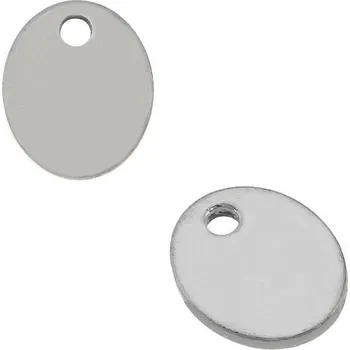 Materiál na výrobu šperku Nerezový závěsný přívěsek Ovál 9x7x1mm 1Ks - 1Ks