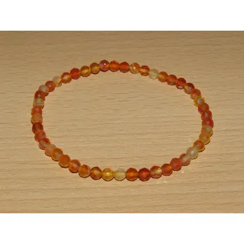 Drahý kámen Karneol fazetovaný - Náramek - kuličky 4 mm - knk24