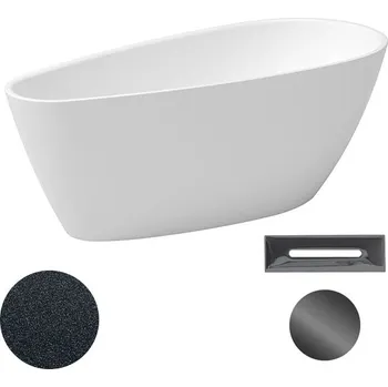 Vana Besco Akrylátová volně stojící vana Goya A-line Glam G 160x73 (170x80) Barva: Bílá/grafit, Rozměry (cm): 160x73, Typ a barva výpustě: Click-Clack s přepadem, grafit