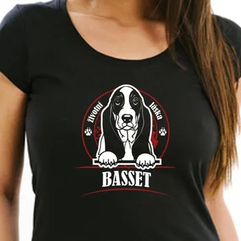 Oblečení a móda STRIKER Dámské tričko basset Barva: Černá, Velikost: XS