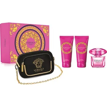 Versace Bright Crystal W EDT, 90 ml + tělové mléko 100 ml + sprchový gel 100 ml + kabelka