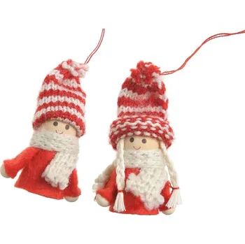 Dekorace - Panenka a panáček v kožíšku a kulichu, závěs