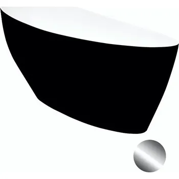 Vana Besco Volně stojící vana z litého mramoru Keya BW 165x70 Barva: Bílá/černá, Rozměry (cm): 163,5x70,5, Typ a barva výpustě: Click-Clack s horním čištěním, chrom