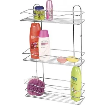 Drátěná police Polička do koupelný, chrom, 3 patra