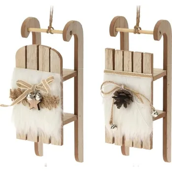 Vánoční dekorace Sáňky na zavěšení bílé 38x13x9 cm, mix druhů (134098 041 DH8056380 sáňky bílé)