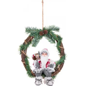 Vánoční dekorace Dekorace Vánoce, Santa sedící na věnci, 30 cm