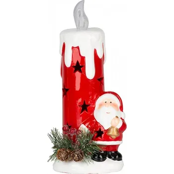 Vánoční dekorace Dekorace Vánoce, Svíčka se santou, 1 LED, terakota, 9,5x9x21,5cm