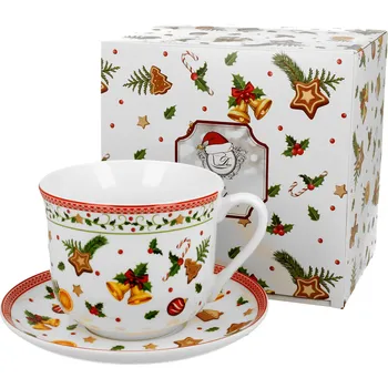 DUO Gifts DG - Porcelánový šálek s podšálkem Perníčky v dárkové krabičce - 470 ml