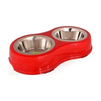 Miska pro psa Dvojmiska Twinnie červená 2 × 0,2l