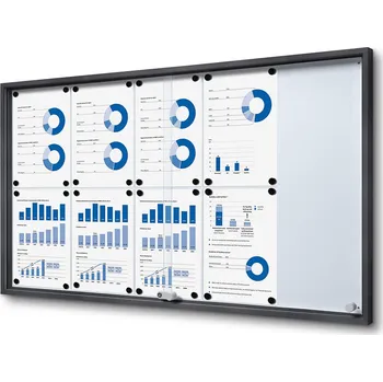 Interiérová vitrína 10x A4 SLIM, posuvné dveře, plech. Záda Antracit