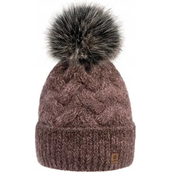 Čepice Fashionweek Moderni&nbsp;Vlněná zimní čepice s bambulí flísová podšívka WOOLK PEGGY Barva: Mocca, Velikost: Universal