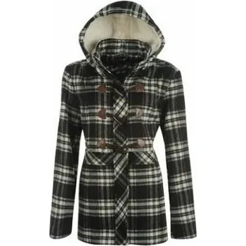 Dámská větrovka Kangol - Wool Mix Duffle Coat Ladies – Black/White Chk - 10(S)