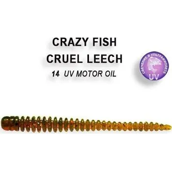 Umělá nástraha Gumová nástraha Crazy Fish Cruel Leech 5,5cm 14 UV Motor oil (8ks)