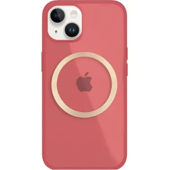 Pouzdro na mobilní telefon Lesklý transparentní kryt s MagSafe pro iPhone 14 Plus - červený