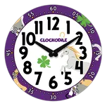 CLOCKODILE Dětské nástěnné hodiny fialové s koněm ⌀25cm CCT0030
