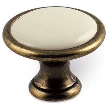 Nábytkové kování Interex design Úchytka knopka GARDE / Staromosaz - slonovinový porcelán