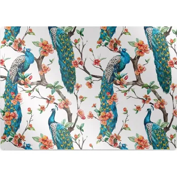 Podložka pod nábytek Ochranná podložka pod židli Pávy a květiny
