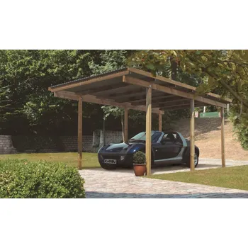 Přístřešek na auto Dřevěný přístřešek 3,04 x 4,90 m borovice