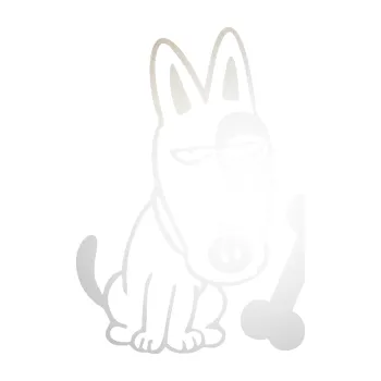 Polep vozidla SAMOLEPKA Pes 179 pravá s kostičkou (82 - odrazková reflexní bílá) NA AUTO, NÁLEPKA, FÓLIE, POLEP, TUNING, VLASTNÍ TEXT, TISK, AUTOSAMOLEPKY.cz, POLEPY, OBRÁZEK, LOGO, SAMOLEPKY