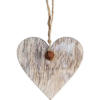 Vánoční dekorace Srdce závěs dřevo 8cm natur (550764)