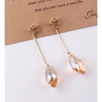 Náušnice B-TOP Dámské náušnice klipsy KRYSTAL - zlatá