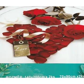 Povlečení Suante 4-dílné bavlněné červené povlečení růže Barva: Bílá, Velikost: 140x200cm