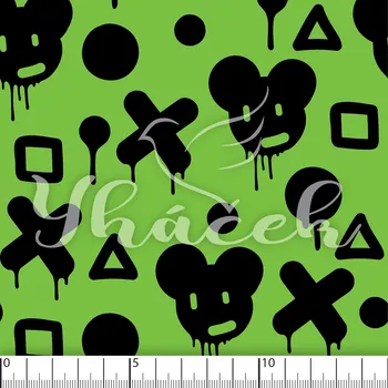 Zakázkový tisk, softshell, kočárkovina... Graffiti mickey na zelené Látky k tisku: Softshell zimní