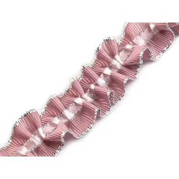 Stuha a.s. Řasící stuha s lurexem starorůžová, šíře 23 mm