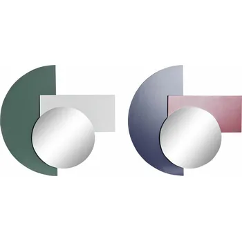 Zrcadlo Nástěnné zrcadlo DKD Home Decor Modrá Bílá Červená Tyrkysový Dřevo MDF (2 ks) (46.5 x 2.5 x 45 cm)