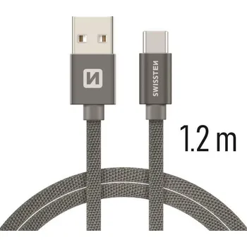 Datový kabel Datový kabel Swissten Textile USB-C 1.2m šedý