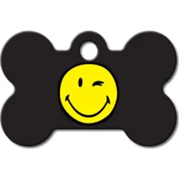 psí známka QUICK TAG gravírovací známka - kost se smajlíkem (S)