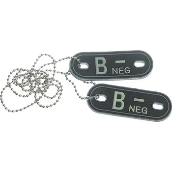 Přívěsek přívěsek "psí známky" B negativ (2 štítky v balení. přívěsek "psí známky" z armádního obchodu )