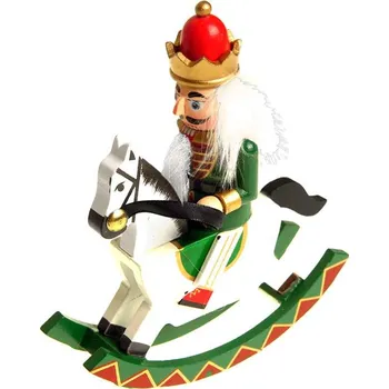 Vánoční dekorace Louskáček na koni Král zelený výška 15cm (Louskáček na koni vánoční dekorace)