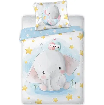 Povlečení Faro Sloník modré 100 x 135, 40 x 60 cm zipový uzávěr