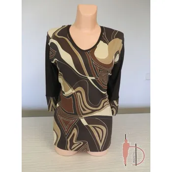 Dámské šaty Halenka ARAPU, Barva Hnědá s béžovou, Velikost XXL 48, Materiál 96% Viskoza 4% Lycra