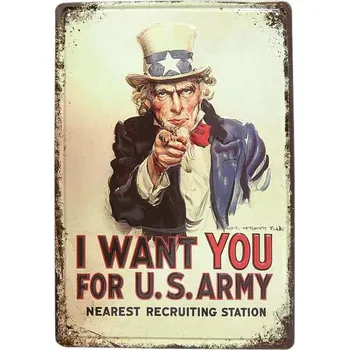 Plechová cedule Plechová retro tabule I want you for U.S.ARMY 20 x 30 cm (dobová retro cedule s náborem do U.S.Army)