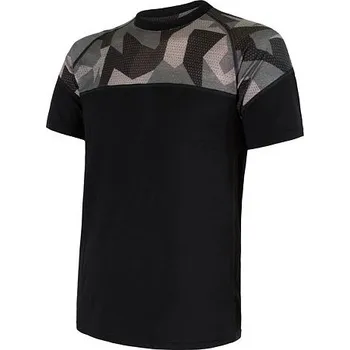 Cyklistické oblečení Triko krátké pánské SENSOR MERINO IMPRESS černé/camo S