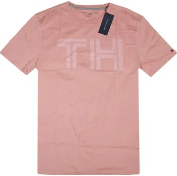 Tommy Hilfiger pánské tričko s krátkým rukávem Essential TH Logo dark pink