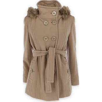 Zdenka Flaušový kabát dvouřadý/101292 barva: béžová, velikost: 46