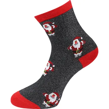 Pánské ponožky Vánoční dámské ponožky SN9385, santa s lesklou nití - černé barvy 9001504-2 Velikost ponožek: 38-41