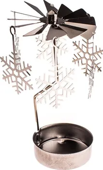 Vánoční svícen Andělské zvonění s vločkami 9 x 9 x 12 cm stříbrné